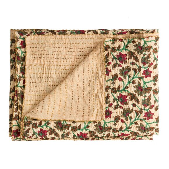 Taj Hotel Home Decor Kantha Cotton Throw | 1-Piece | Multicolor | 50"x70" - Picture 1 of 3
